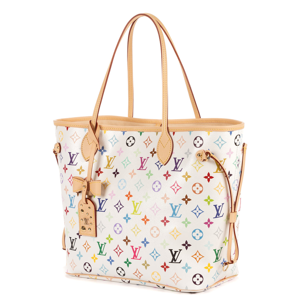 Shoulder Bag Ltd. Ed. LV x Takashi Murakami Neverfull MM MM White Multicolore Monogram Canvas