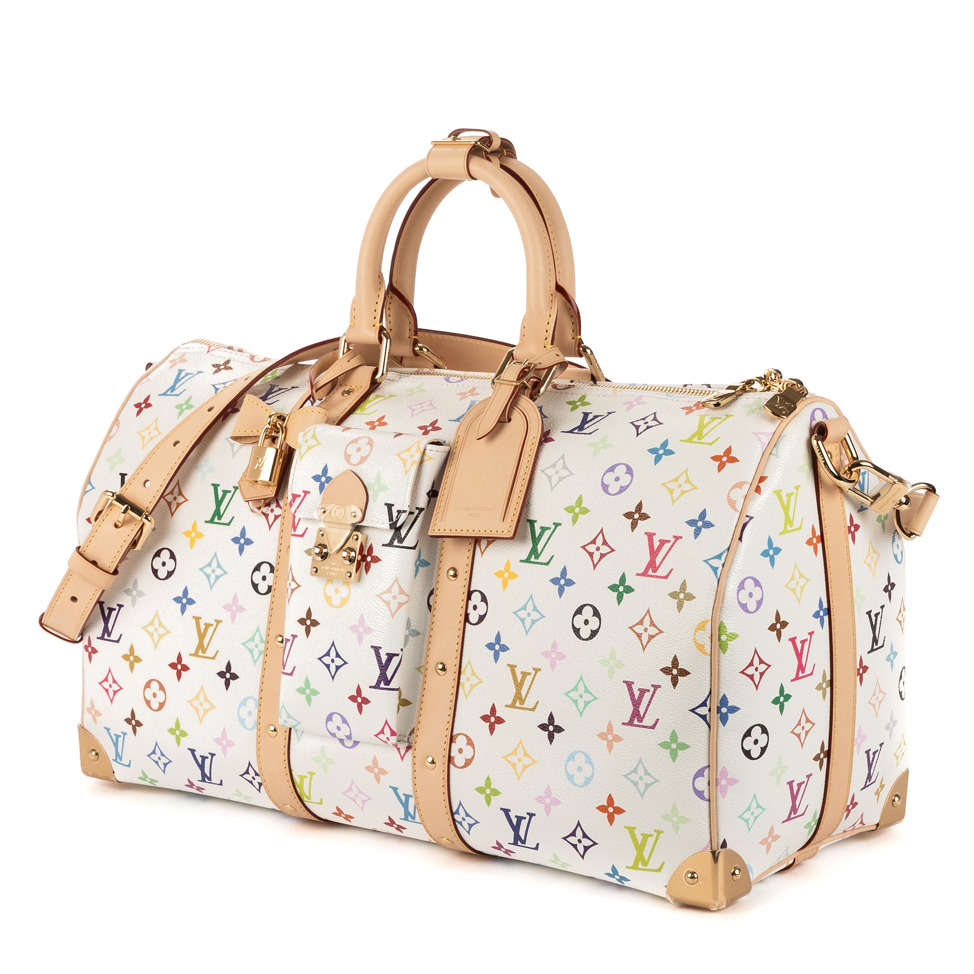 Bolsa de viaje Ed. Ltda. LV x Takashi Murakami Keepall Bandoulière 45 45 Lona Monogram Multicolor Blanca