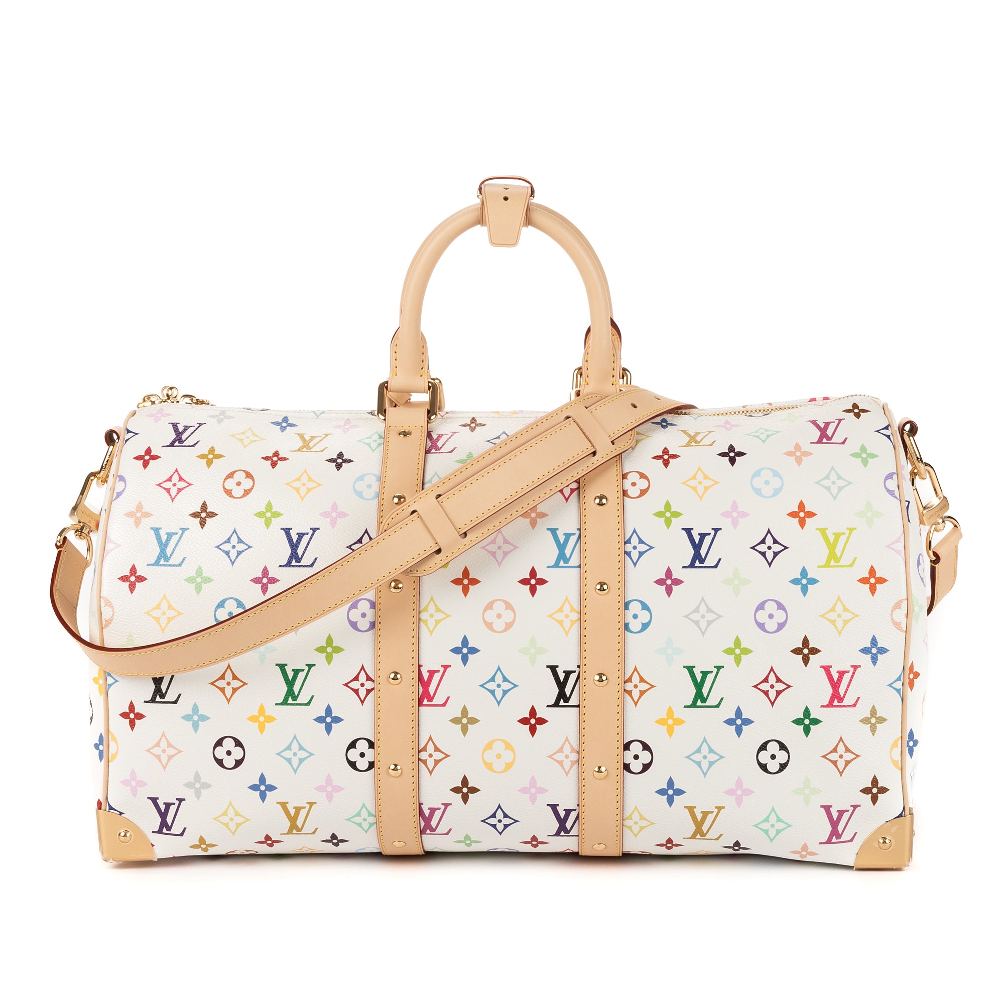 Bolsa de viaje Ed. Ltda. LV x Takashi Murakami Keepall Bandoulière 45 45 Lona Monogram Multicolor Blanca
