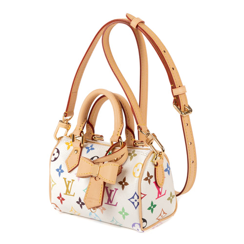 Crossbody Ltd. Ed. LV x Takashi Murakami Nano Speedy Nano White Multicolore Monogram Canvas