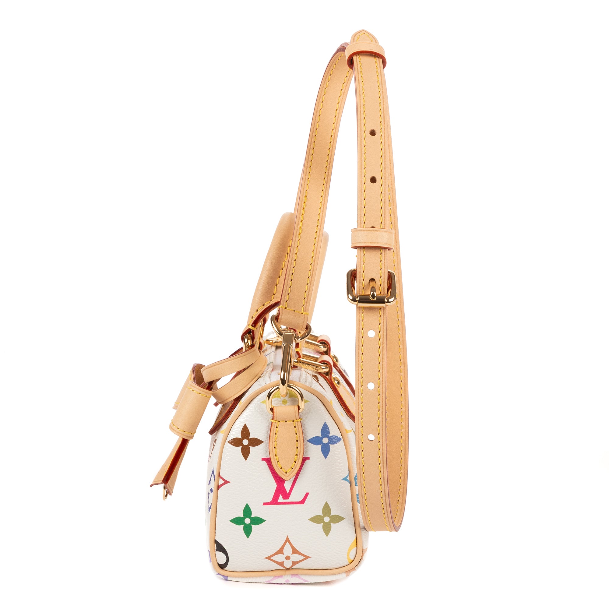 Crossbody Ltd. Ed. LV x Takashi Murakami Nano Speedy Nano White Multicolore Monogram Canvas