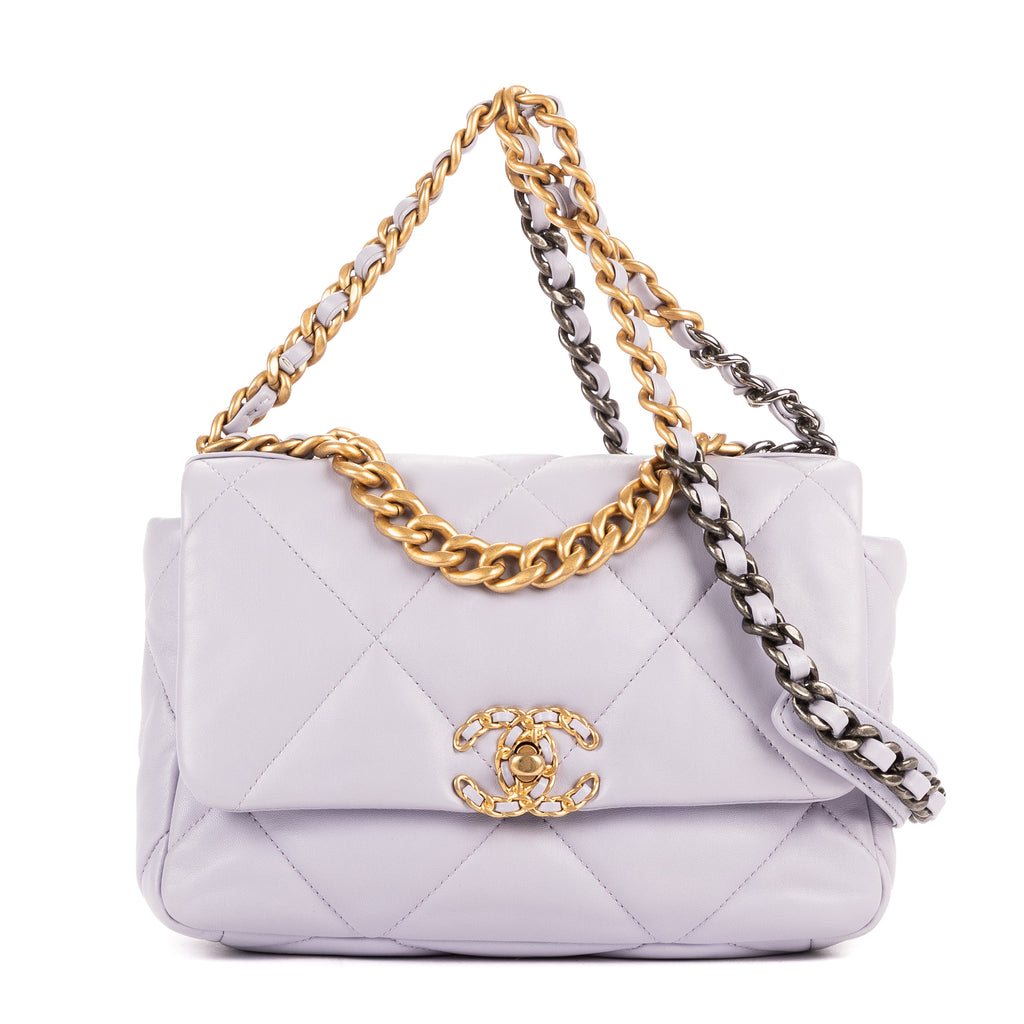 Shoulder Bag Classic 19 Flap Purple Lambskin Quilted Leather
