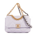 Shoulder Bag Classic 19 Flap Purple Lambskin Quilted Leather