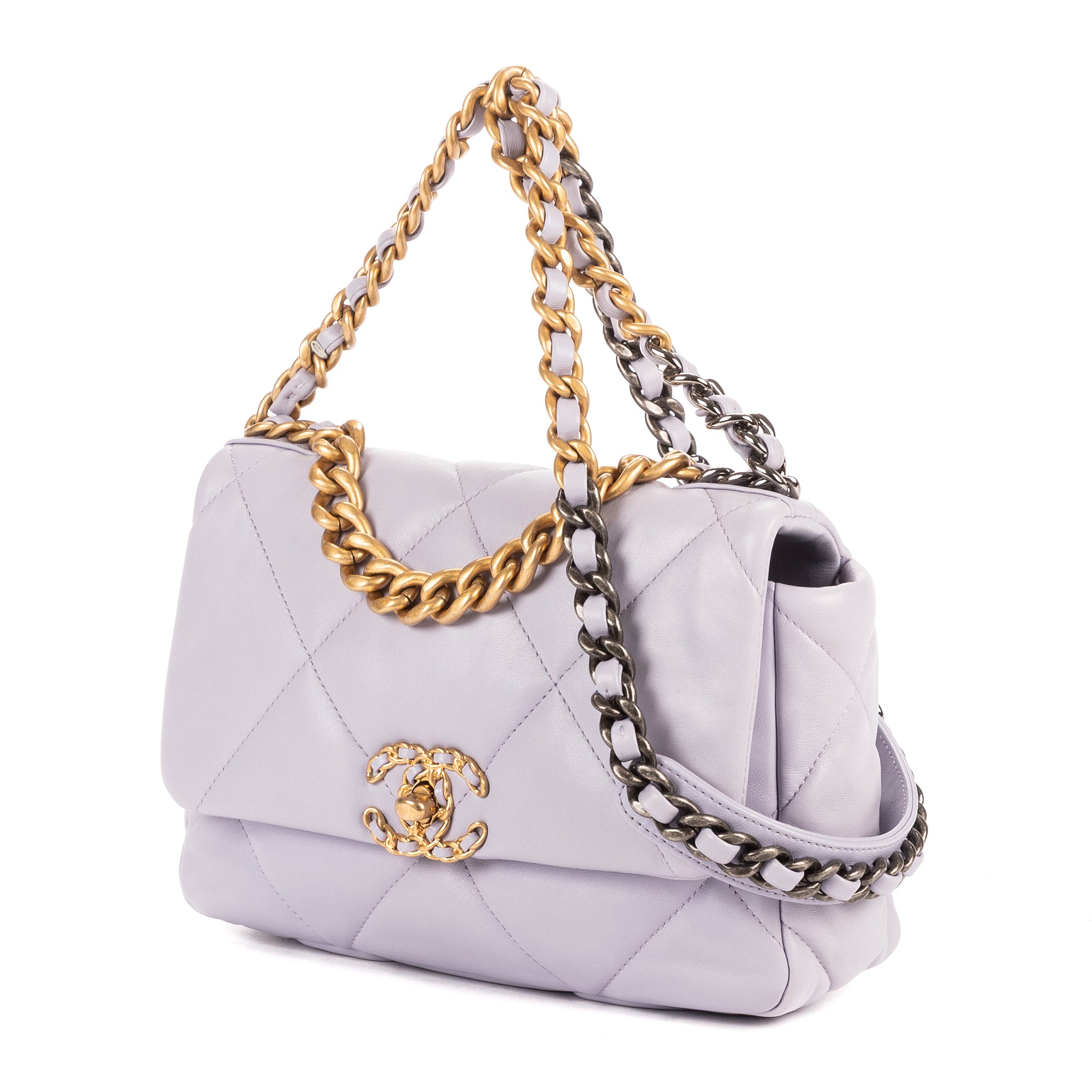 Shoulder Bag Classic 19 Flap Purple Lambskin Quilted Leather