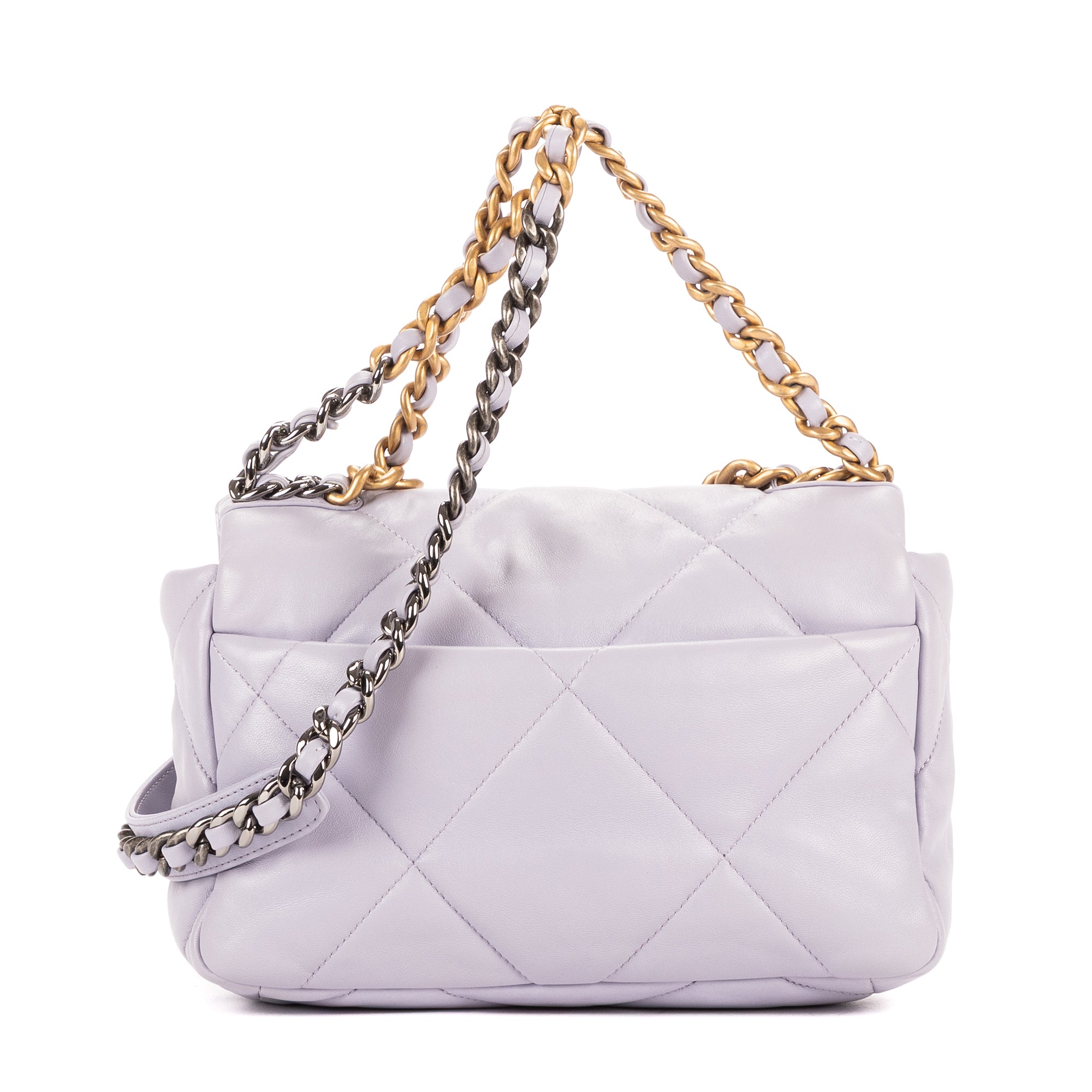 Shoulder Bag Classic 19 Flap Purple Lambskin Quilted Leather