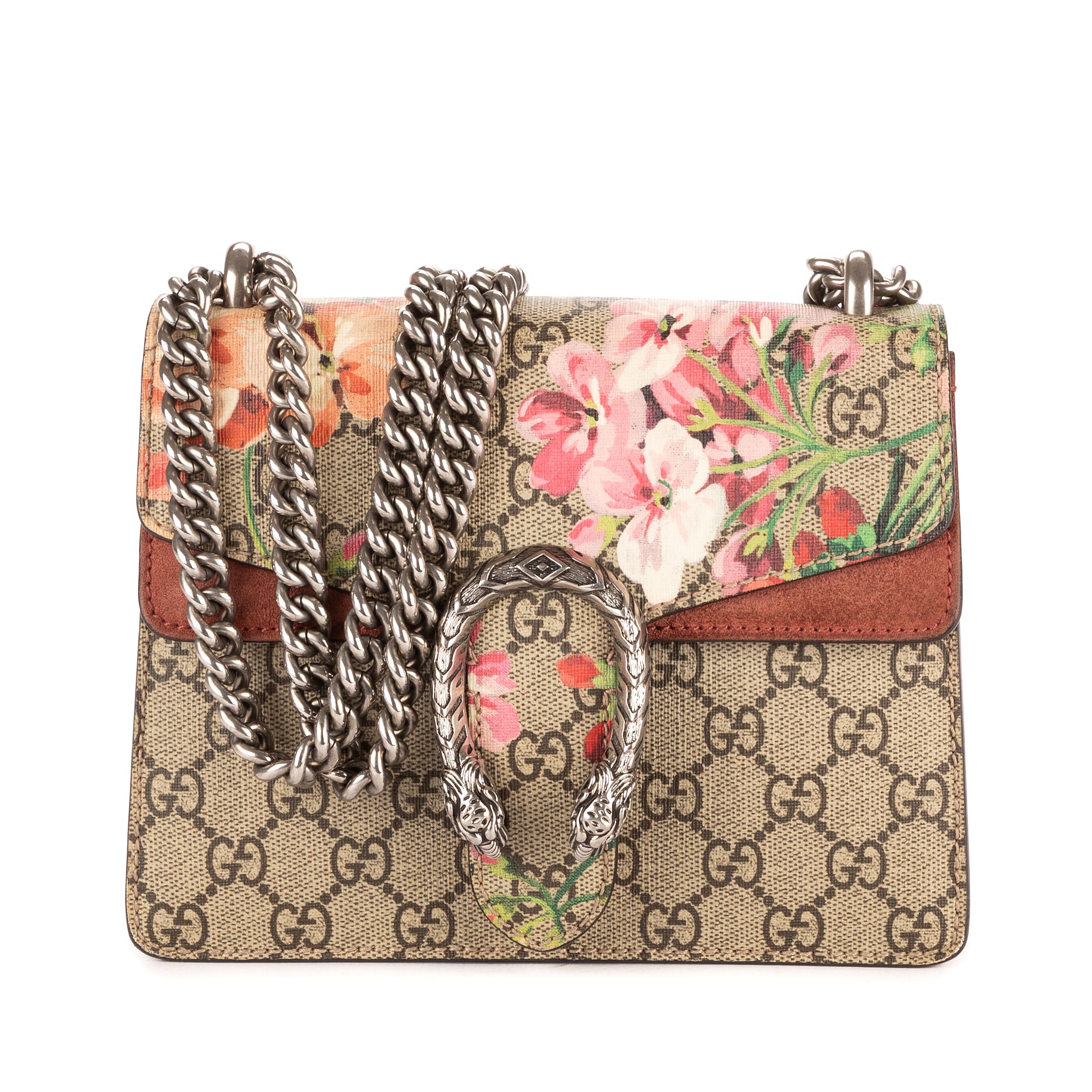 Bolso de Hombro Blooms Dionysus Mini Lona Recubierta Supreme Beige Estampado Floral