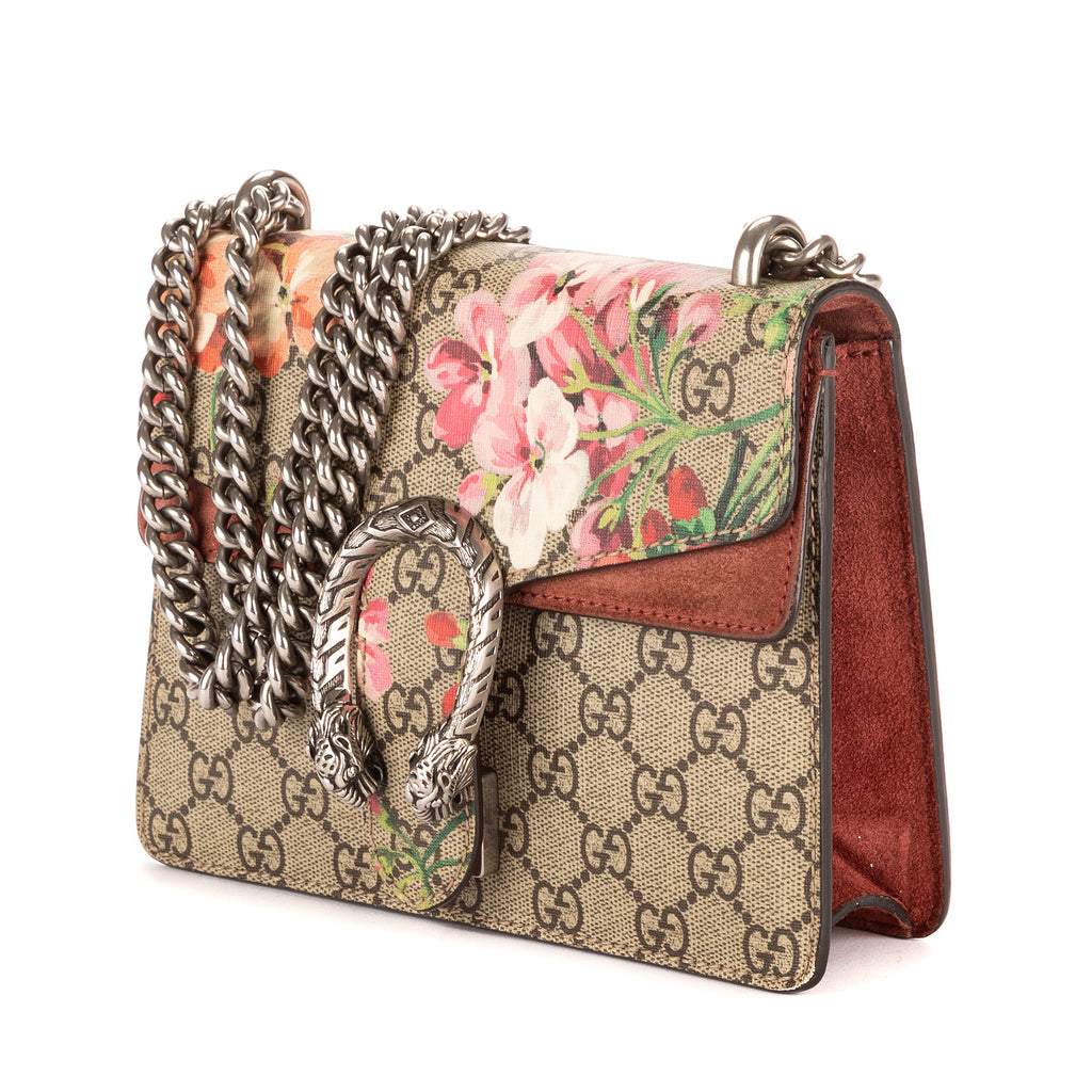 Bolso de Hombro Blooms Dionysus Mini Lona Recubierta Supreme Beige Estampado Floral