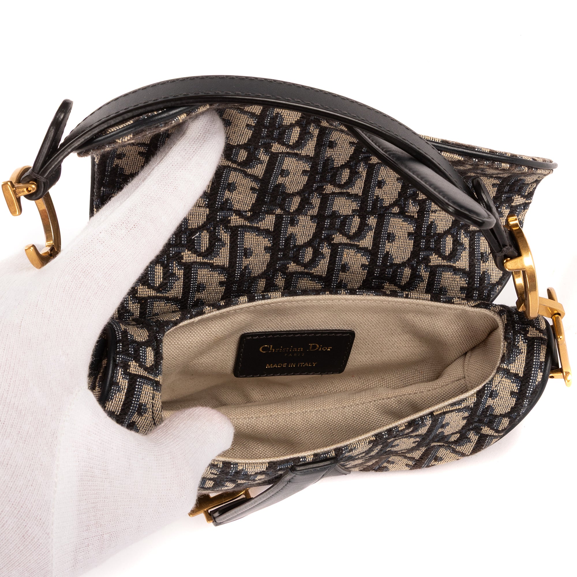 Bolso de mano Oblique Saddle Mini lona Oblique Diorissimo