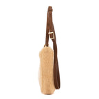 Bandolera 5 à 7 de borreguito mini beige con ribete de piel