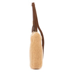 Bandolera 5 à 7 de borreguito mini beige con ribete de piel