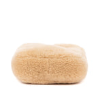 Bandolera 5 à 7 de borreguito mini beige con ribete de piel