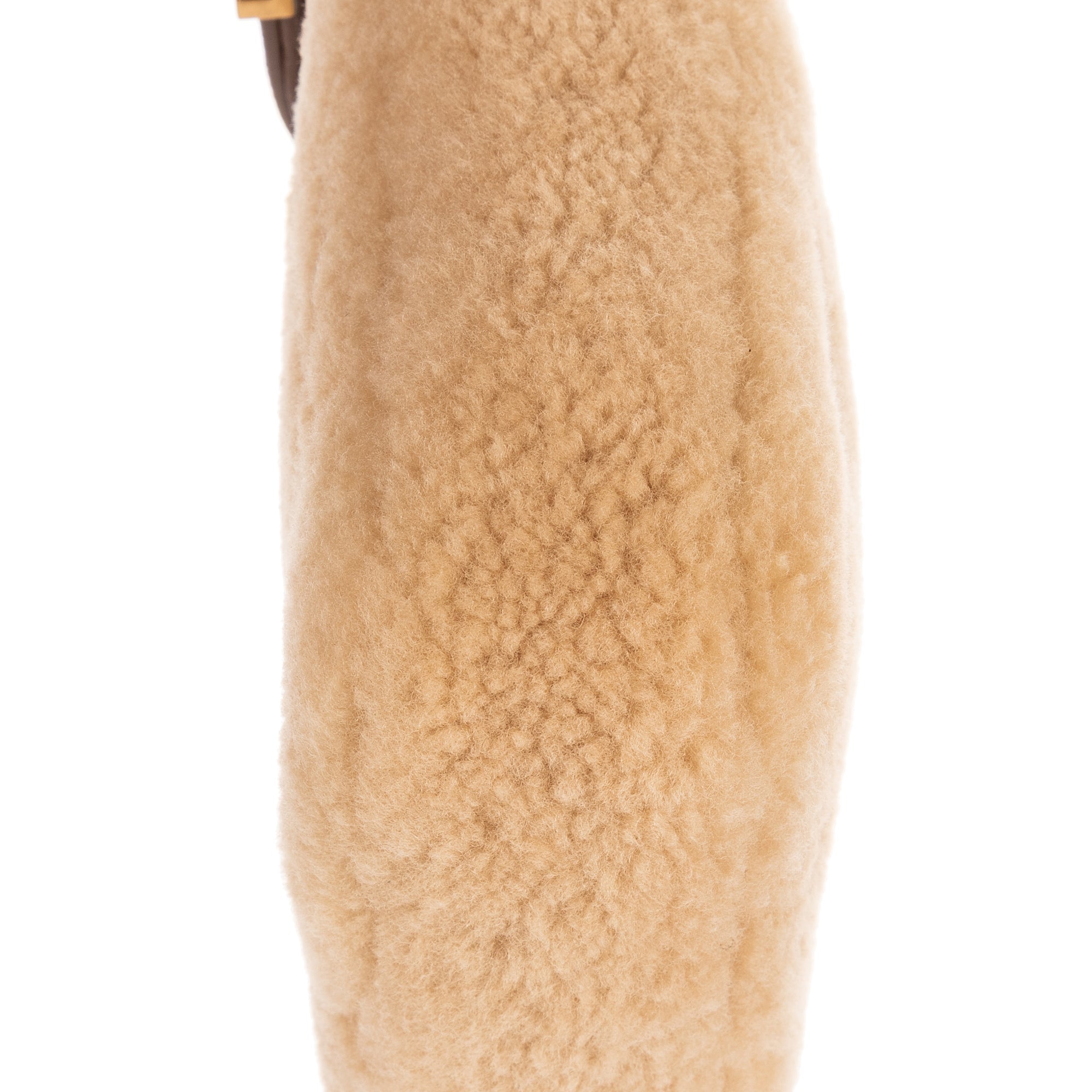 Bandolera 5 à 7 de borreguito mini beige con ribete de piel