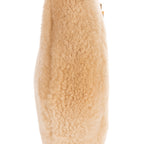 Bandolera 5 à 7 de borreguito mini beige con ribete de piel
