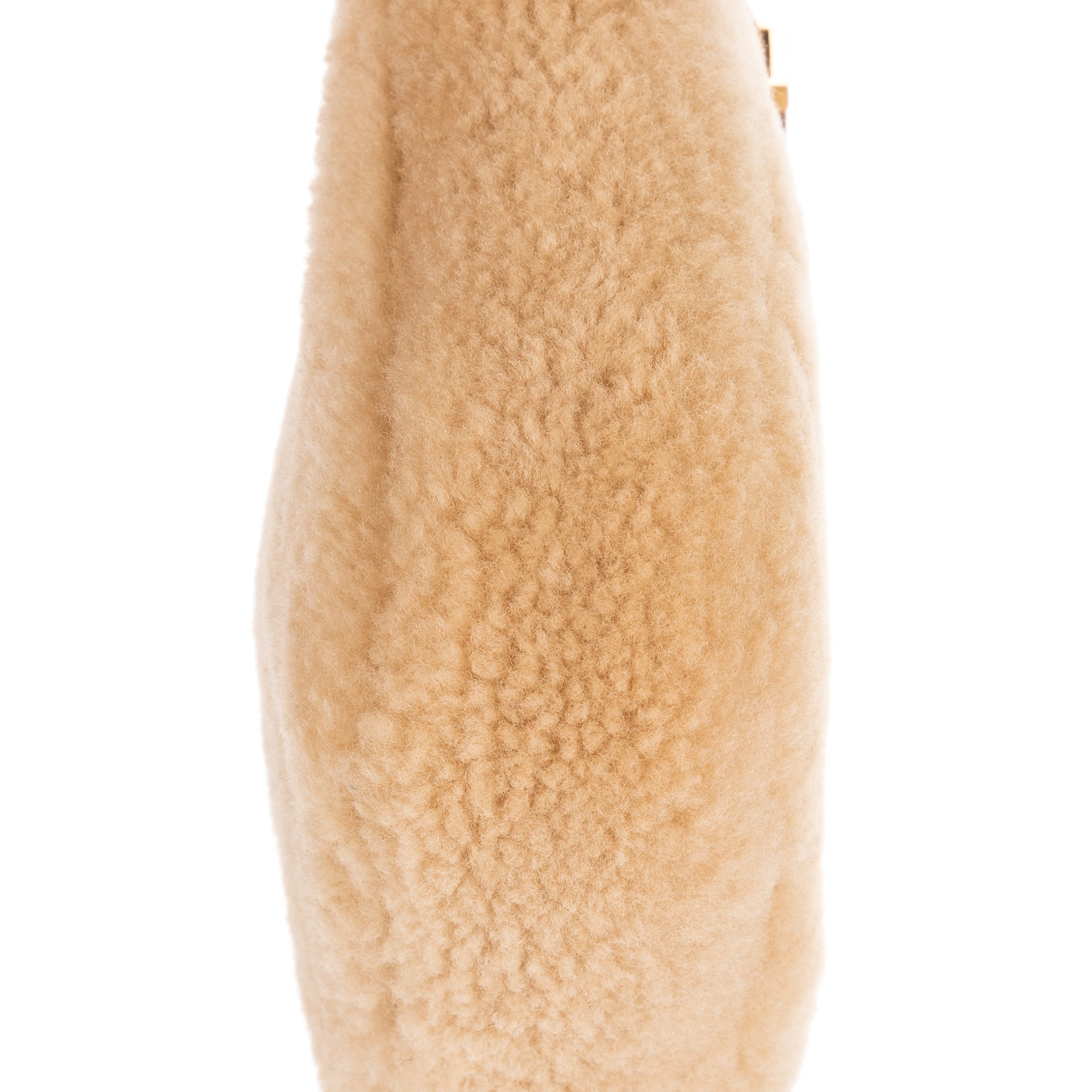 Bandolera 5 à 7 de borreguito mini beige con ribete de piel