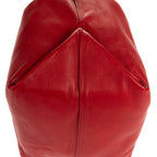Bandolera Teddy tipo cubo de cuero liso rojo