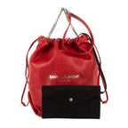 Bandolera Teddy tipo cubo de cuero liso rojo