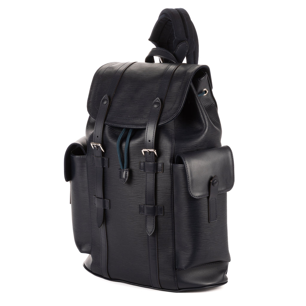 Mochila Christopher PM de piel Epi azul marino