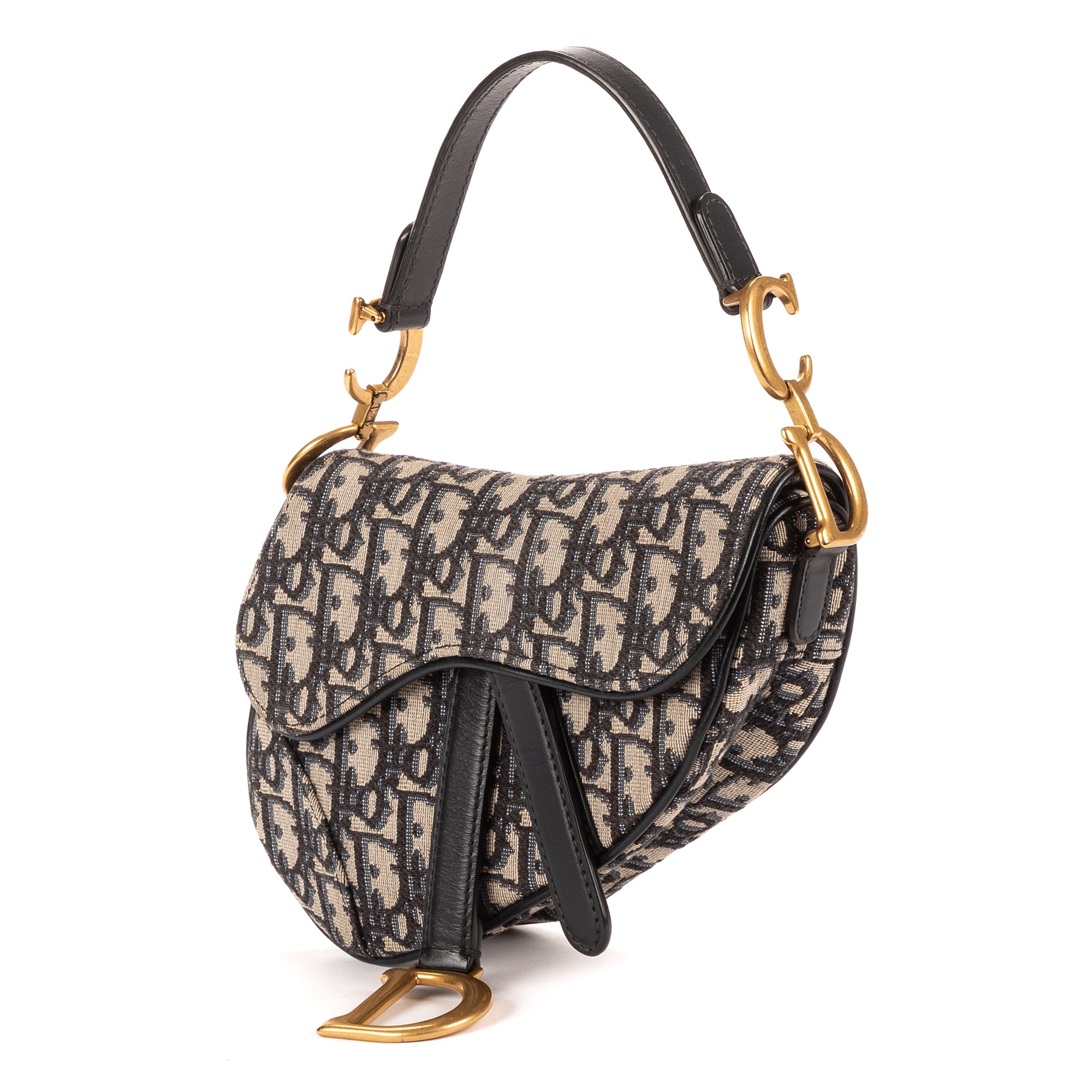 Bolso de mano Oblique Saddle Mini lona Oblique Diorissimo azul marino