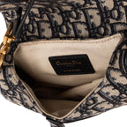 Handbag Oblique Saddle Mini Navy Diorissimo Oblique Canvas