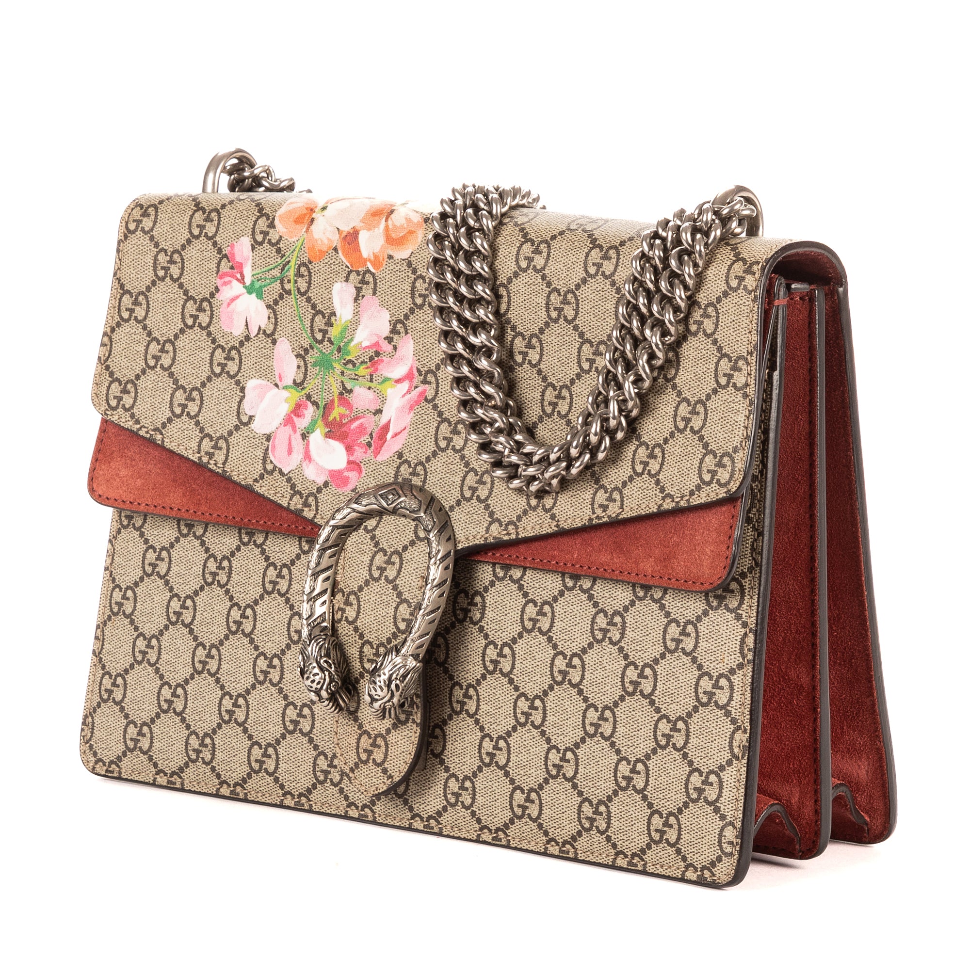 Bolso de Hombro Dionysus Pequeño Blooms Lona Revestida Supreme Beige con Motivos Florales