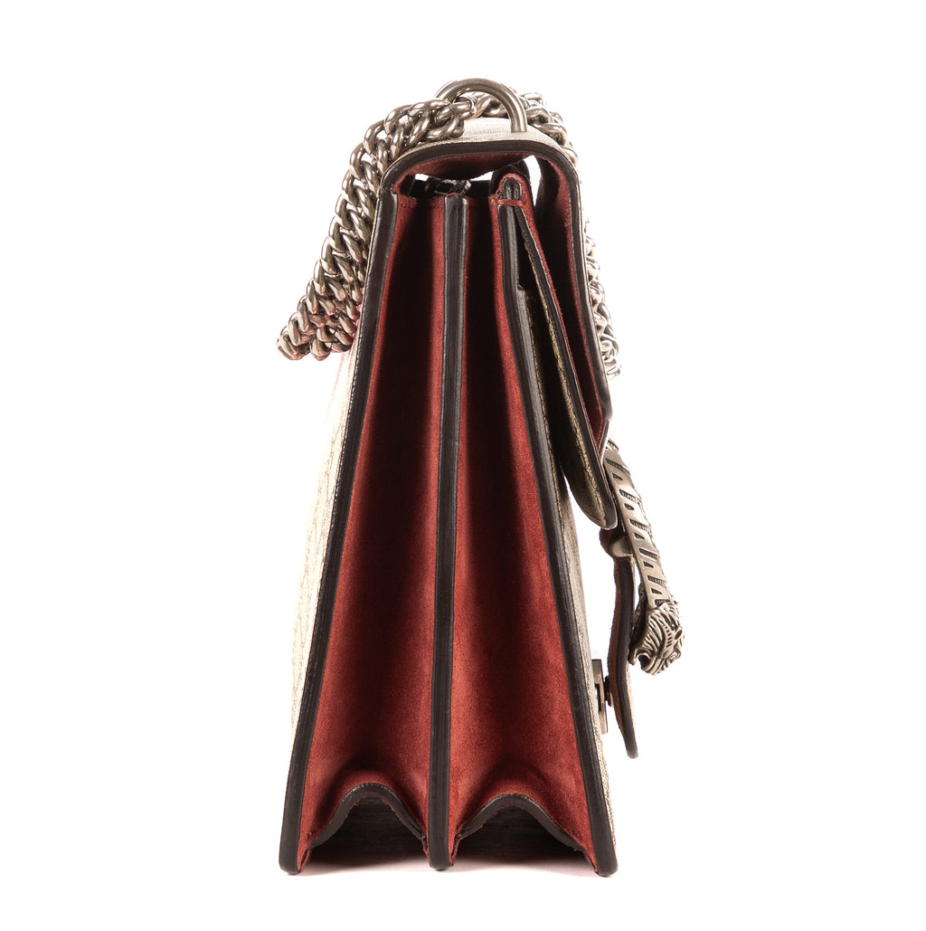 Bolso de Hombro Dionysus Pequeño Blooms Lona Revestida Supreme Beige con Motivos Florales