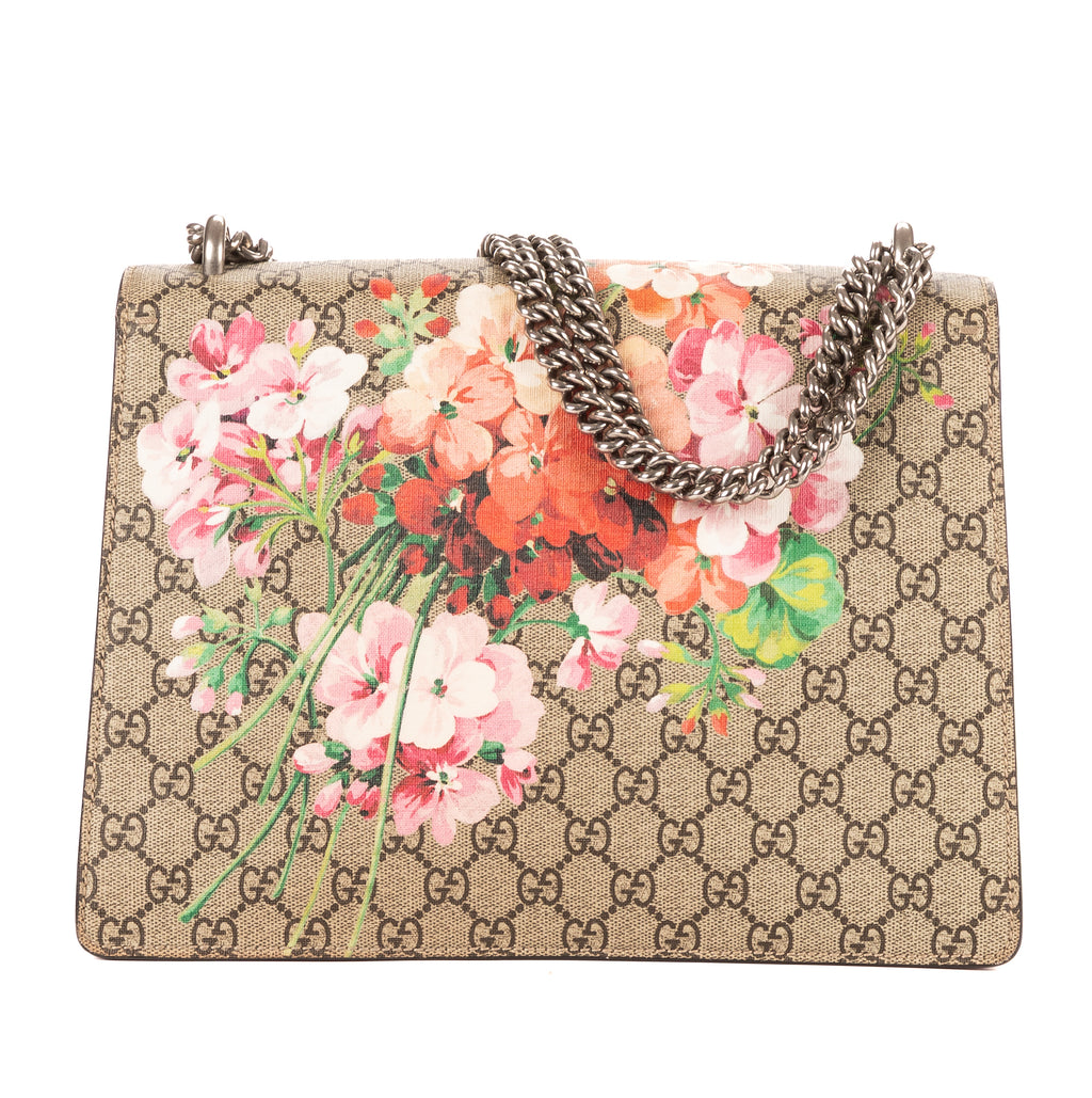 Bolso de Hombro Dionysus Pequeño Blooms Lona Revestida Supreme Beige con Motivos Florales