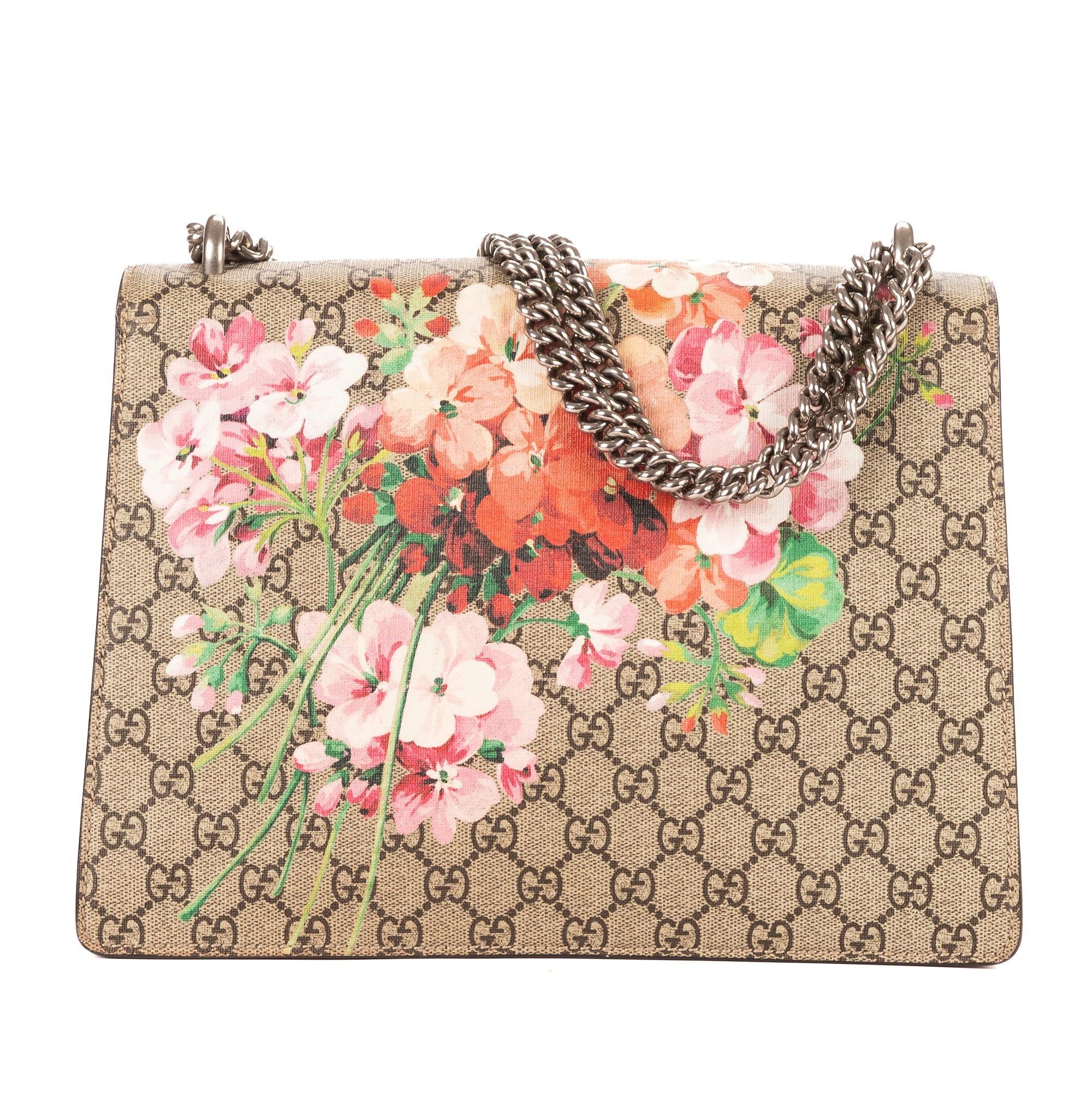 Bolso de Hombro Dionysus Pequeño Blooms Lona Revestida Supreme Beige con Motivos Florales