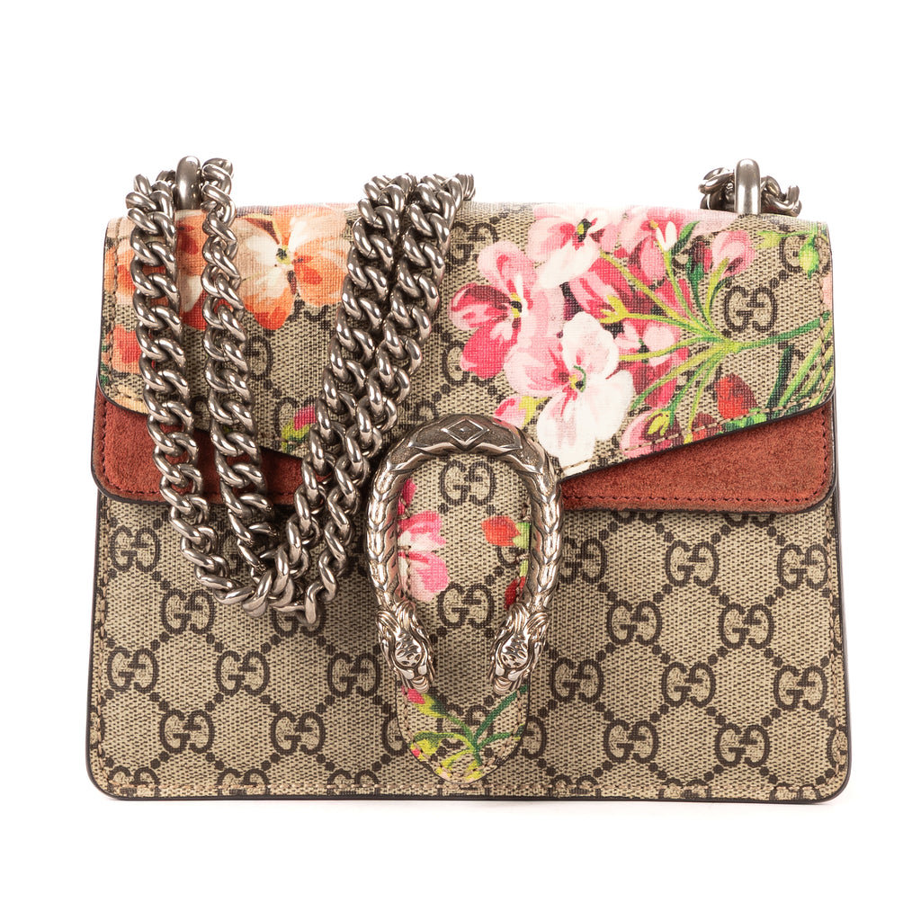 Bolso de Hombro Blooms Dionysus Mini Lona Recubierta Supreme Beige Estampado Floral