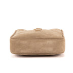 Bolso de Hombro 5 à 7 Mini Vertical de Piel de Ante Beige Grisáceo