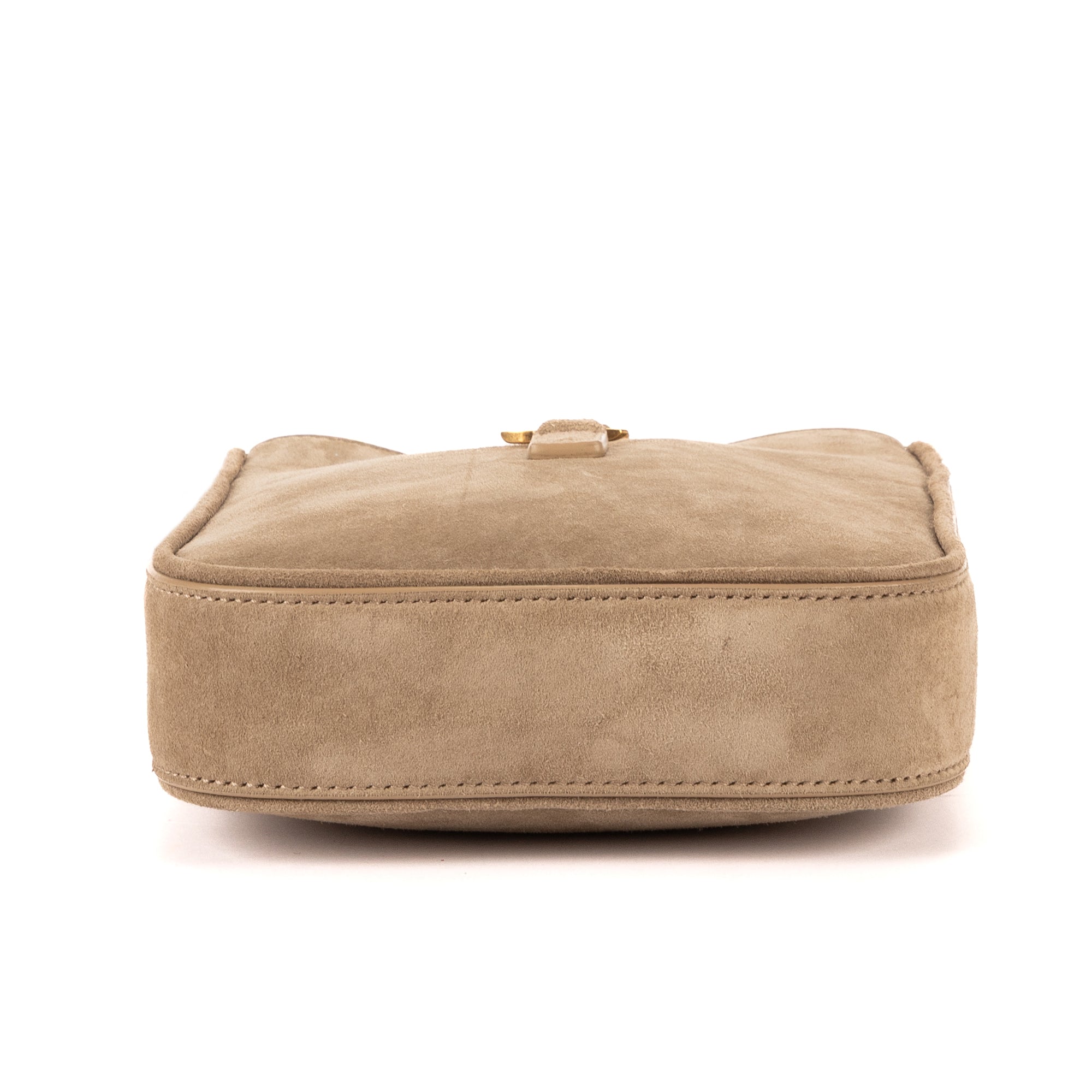 Bolso de Hombro 5 à 7 Mini Vertical de Piel de Ante Beige Grisáceo