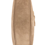 Bolso de Hombro 5 à 7 Mini Vertical de Piel de Ante Beige Grisáceo
