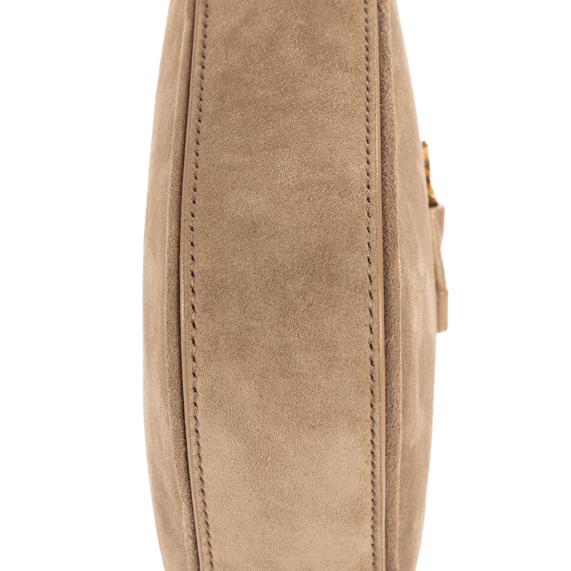 Bolso de Hombro 5 à 7 Mini Vertical de Piel de Ante Beige Grisáceo