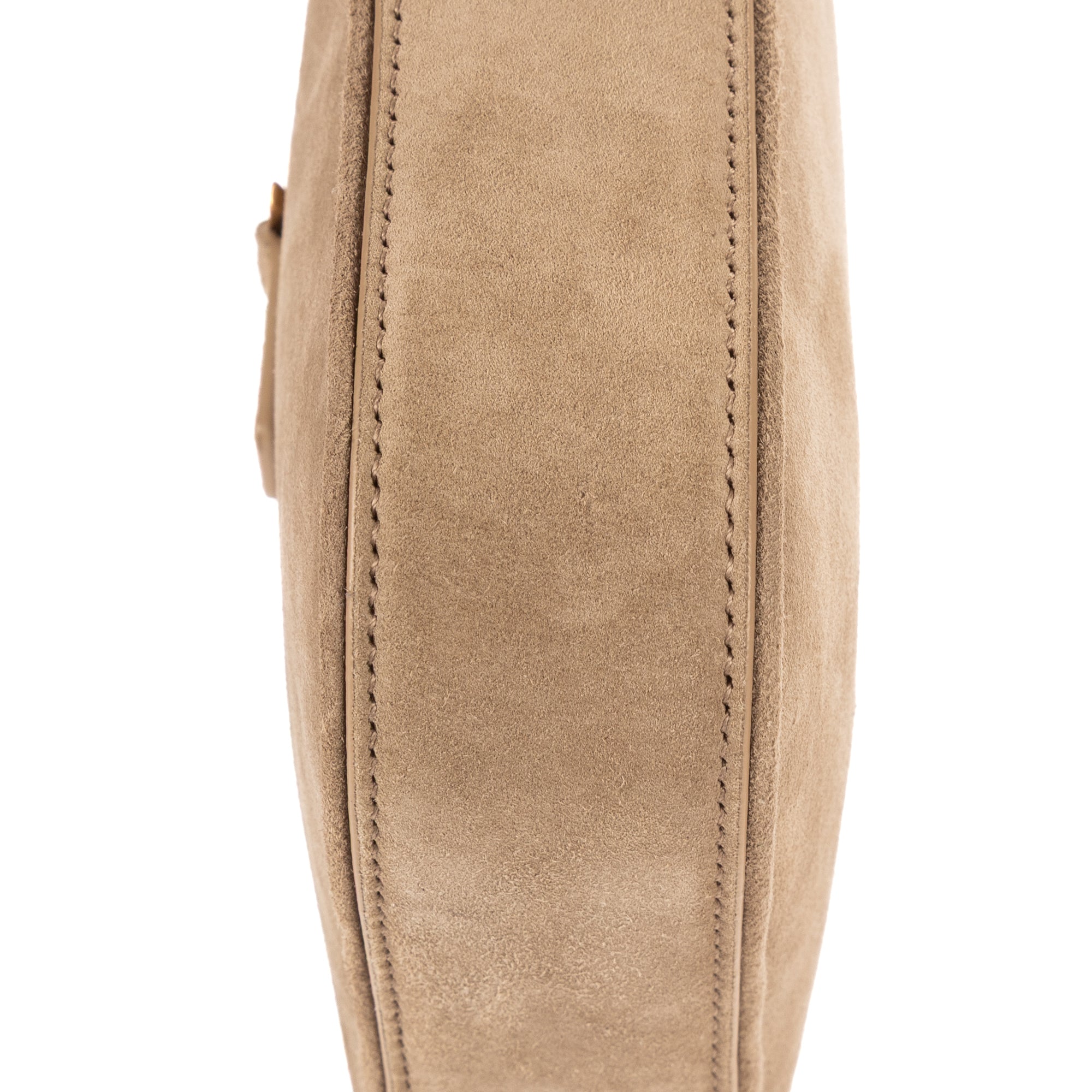 Bolso de Hombro 5 à 7 Mini Vertical de Piel de Ante Beige Grisáceo
