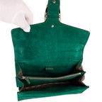 Bolso de hombro Dionysus Lentejuelas y bordados florales modernos Lona GG Supreme beige mediana con ante verde