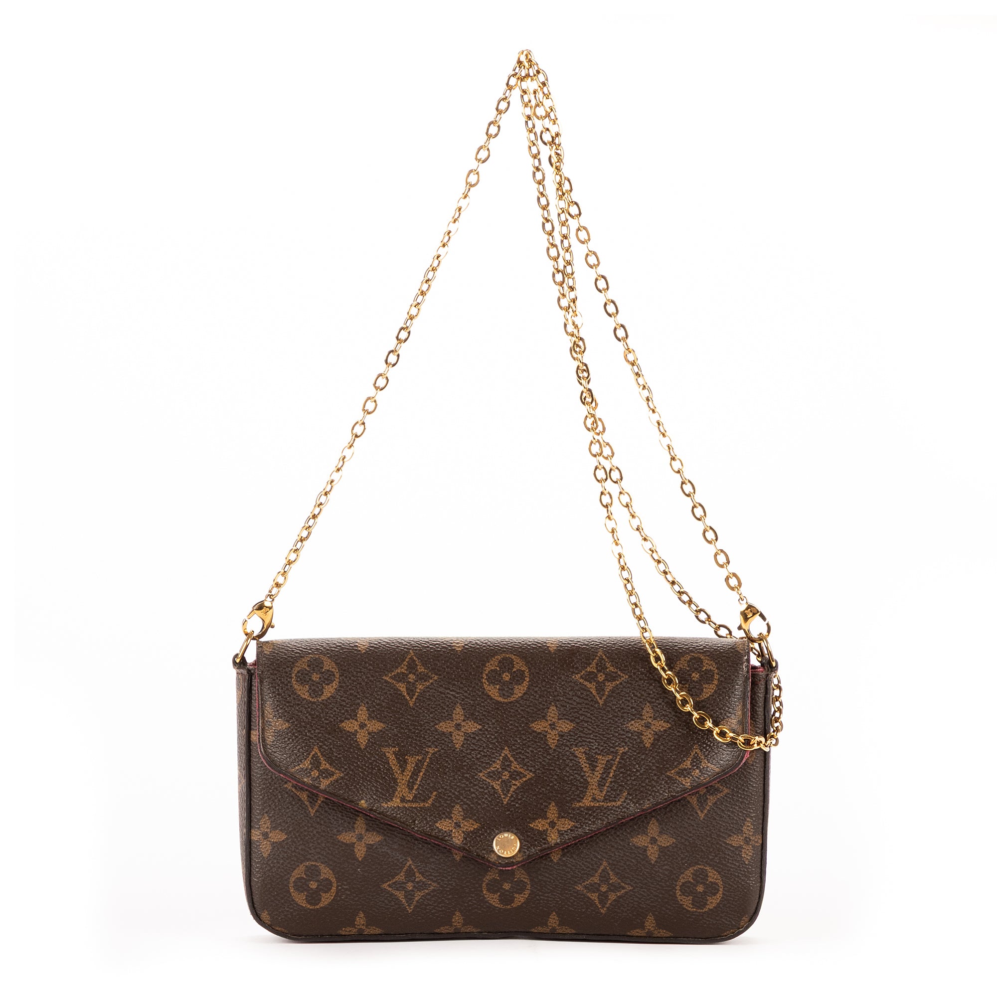 Wallet Pochette Felicie Magenta Brown Monogram Canvas