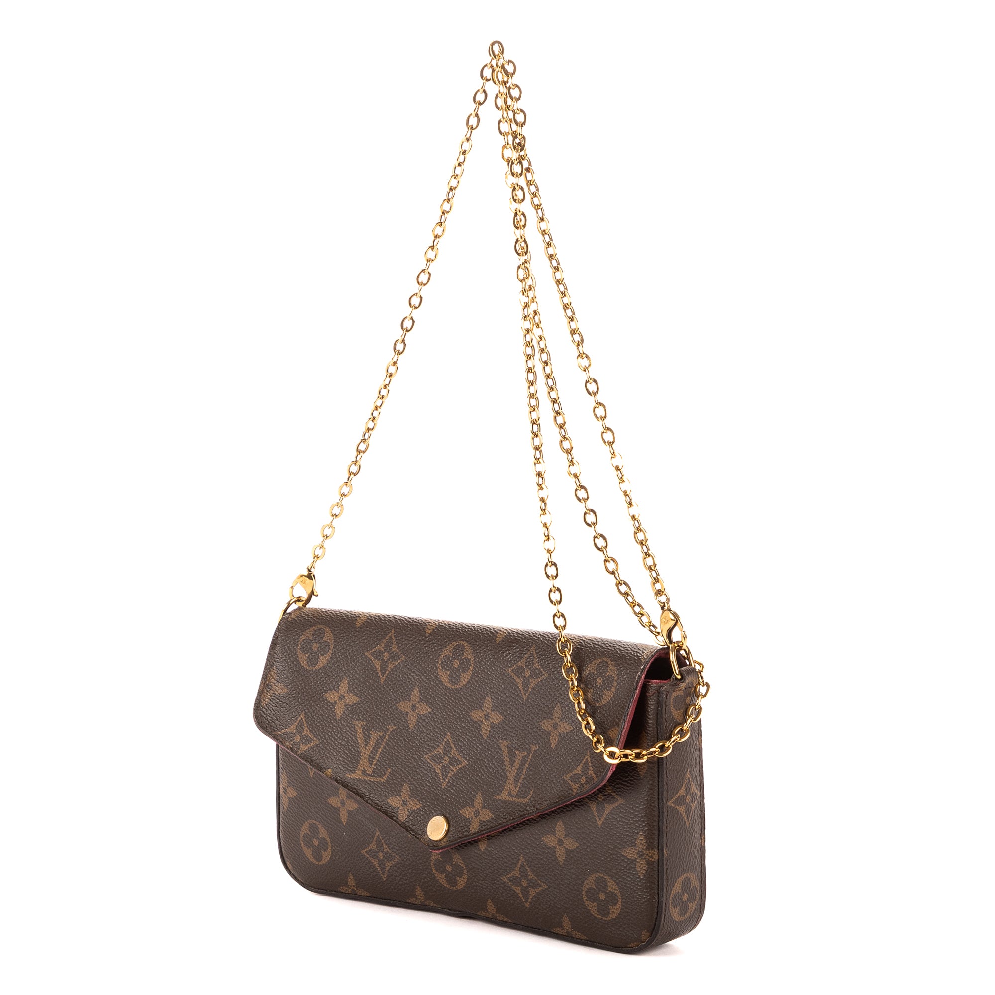 Wallet Pochette Felicie Magenta Brown Monogram Canvas