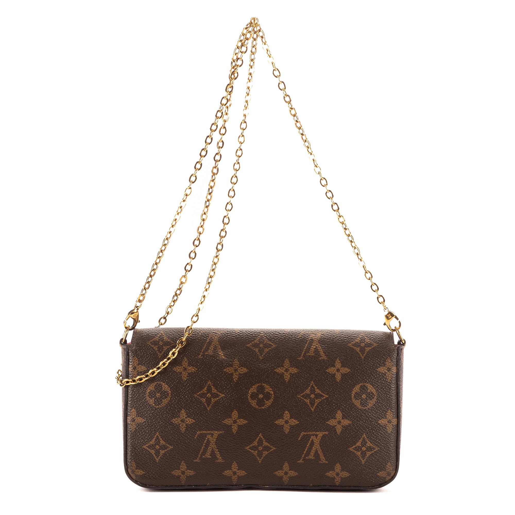 Wallet Pochette Felicie Magenta Brown Monogram Canvas