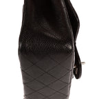 Bolso de Hombro Clásico Mini Solapa Piel Granulada Negra Caviar