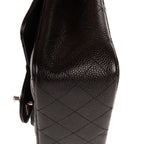 Bolso de Hombro Clásico Mini Solapa Piel Granulada Negra Caviar