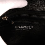 Bolso de Hombro Clásico Mini Solapa Piel Granulada Negra Caviar