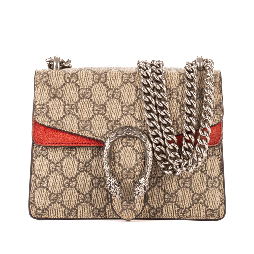 Bolso de Hombro Dionysus Mini Lona Revestida Beige Supreme/Piel de Ante