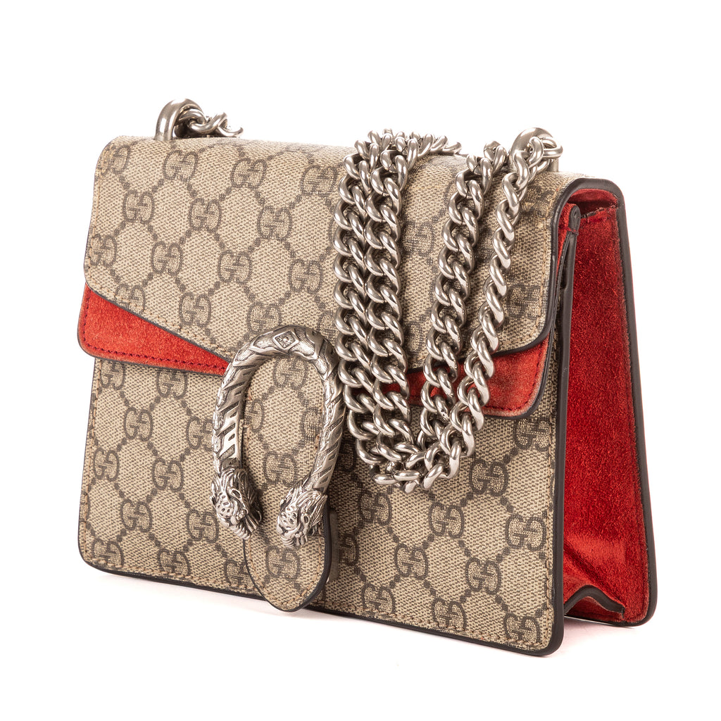 Bolso de Hombro Dionysus Mini Lona Revestida Beige Supreme/Piel de Ante
