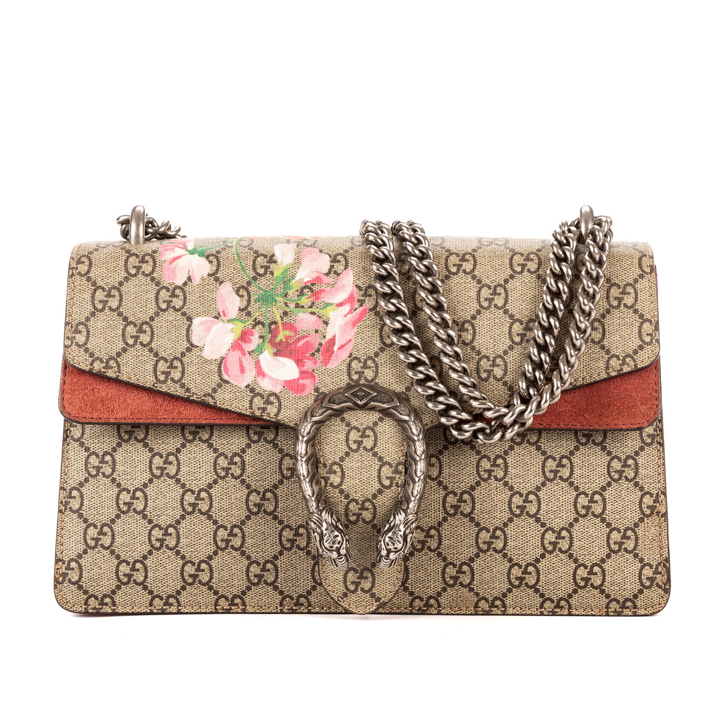 Bolso de hombro Dionysus Small Beige Blooms Supreme Coated Canvas