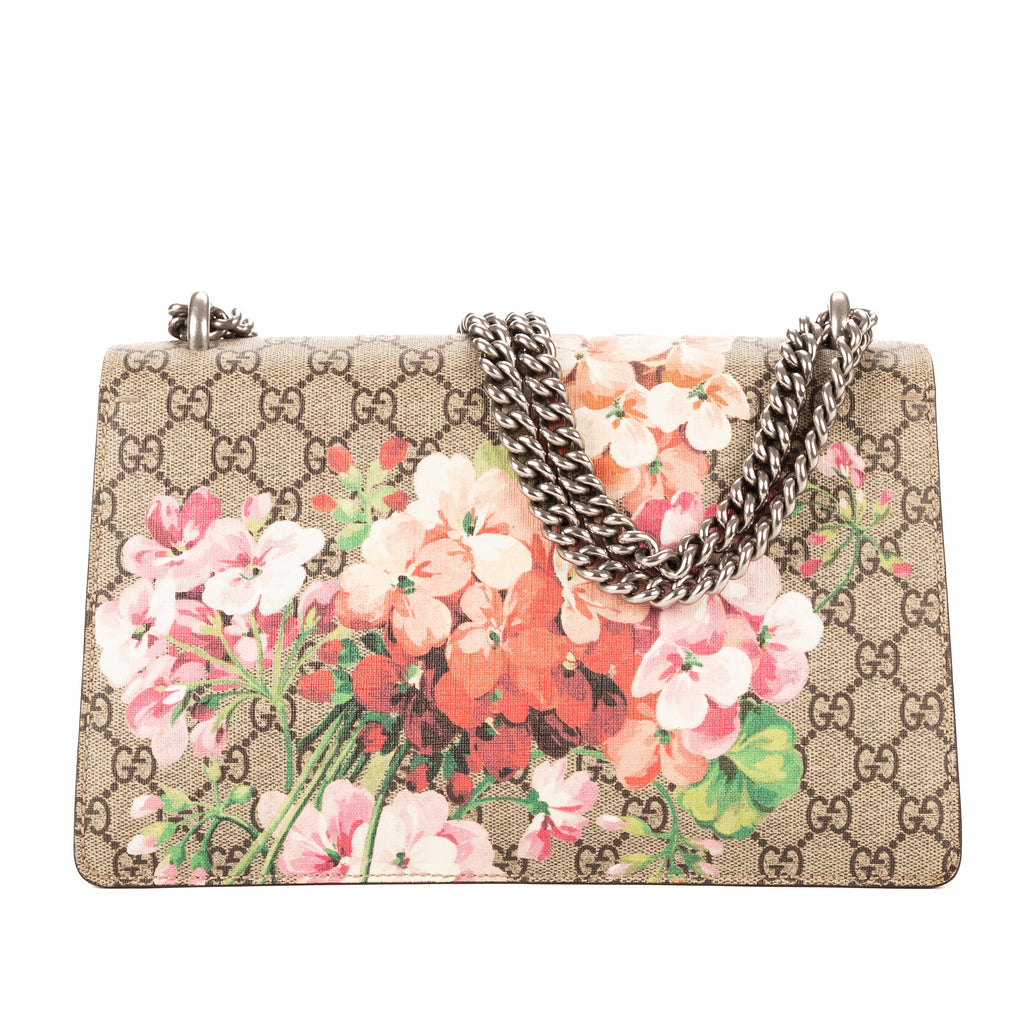 Bolso de hombro Dionysus Small Beige Blooms Supreme Coated Canvas