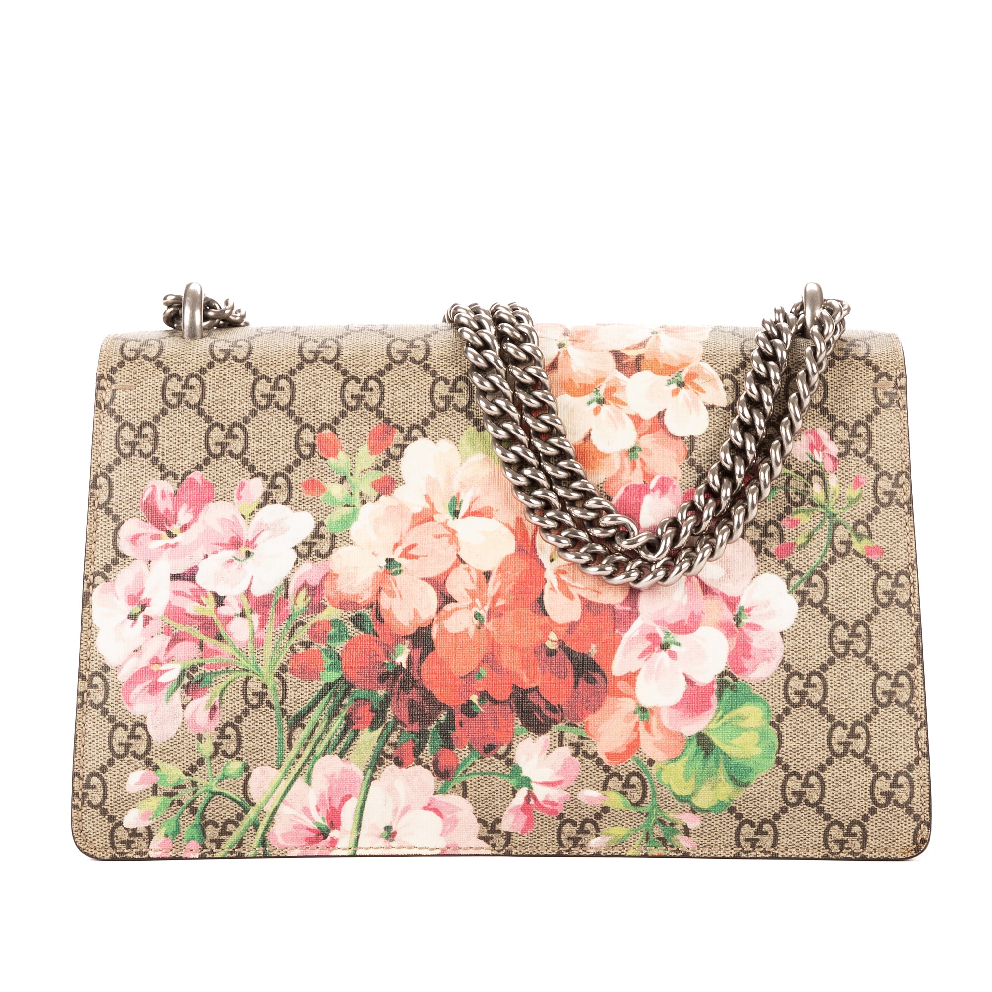 Bolso de hombro Dionysus Small Beige Blooms Supreme Coated Canvas