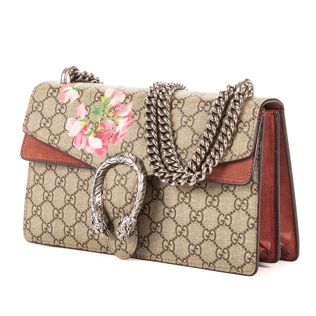 Bolso de hombro Dionysus Small Blooms Beige Lona Estampada Coated