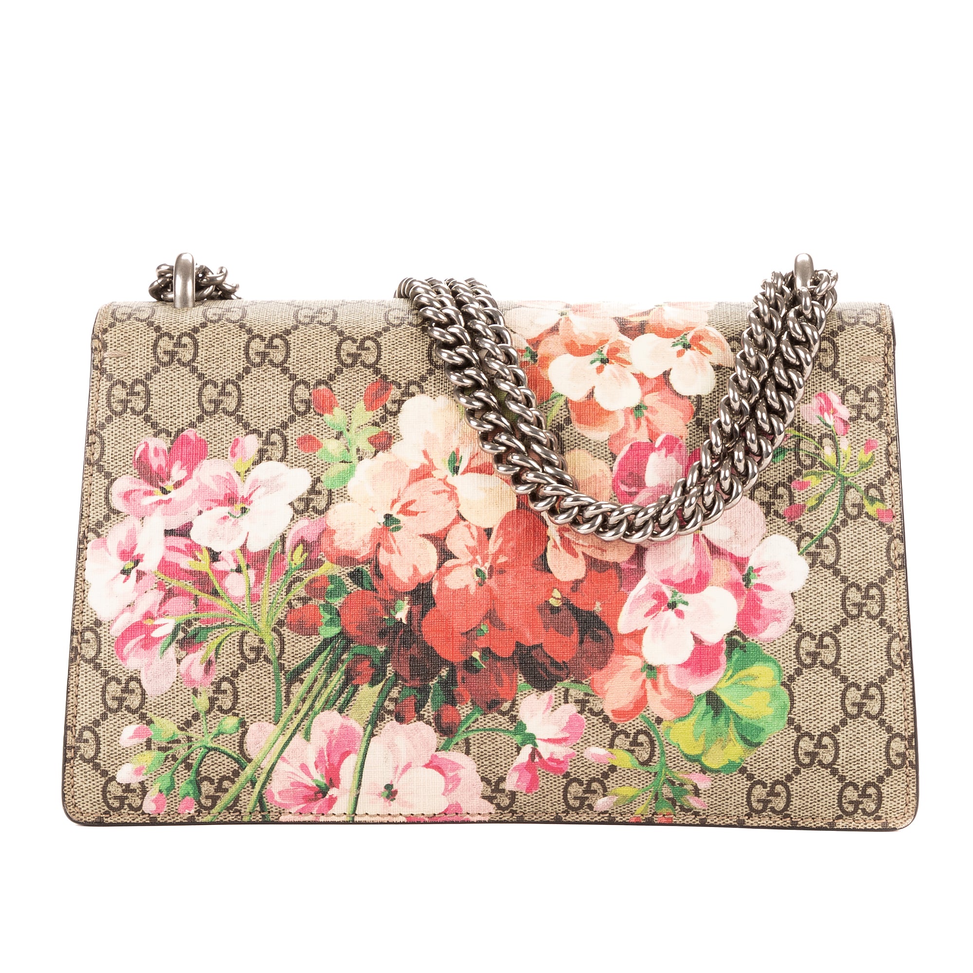 Bolso de hombro Dionysus Small Blooms Beige Lona Estampada Coated