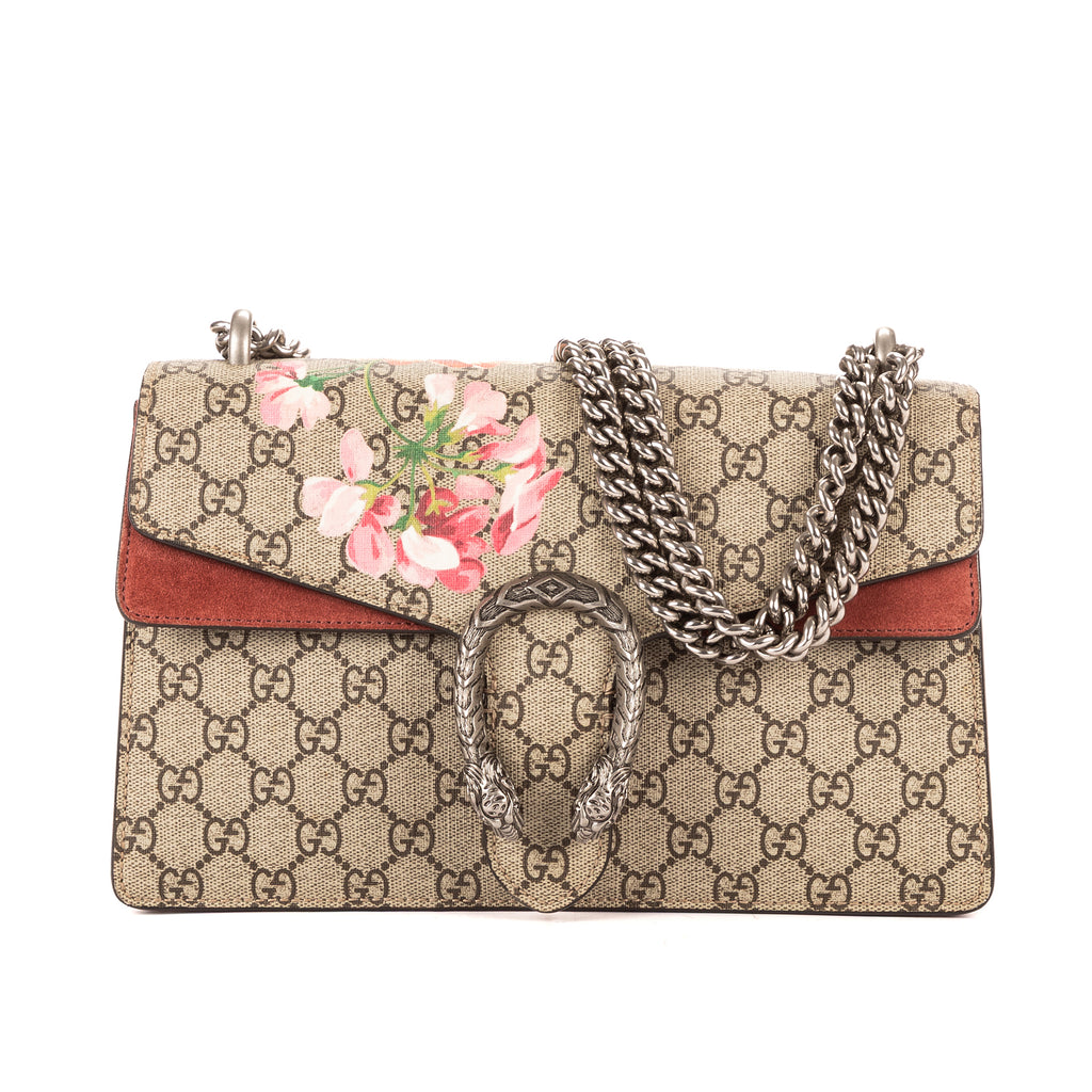 Bolso de Hombro Dionysus Pequeño Beige Lona Revestida Supreme con Estampado Floral