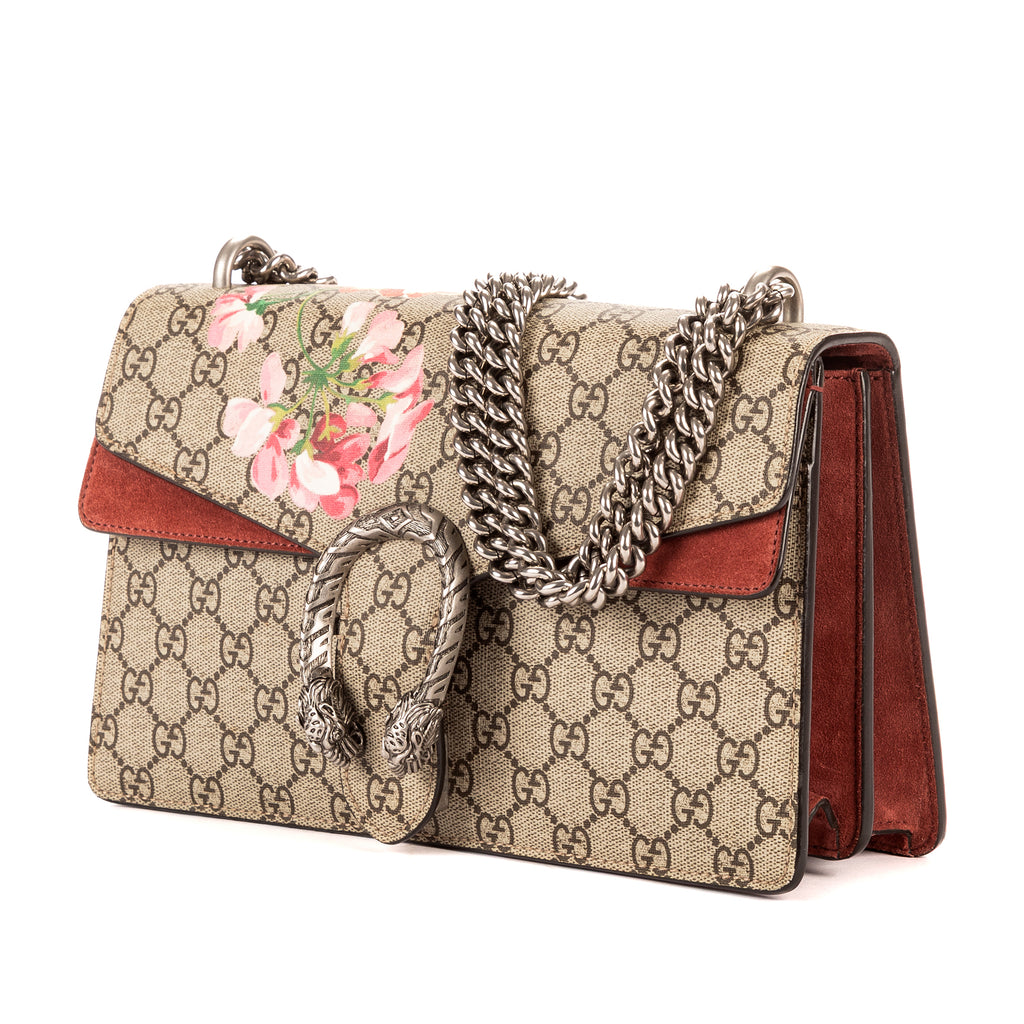 Bolso de Hombro Dionysus Pequeño Beige Lona Revestida Supreme con Estampado Floral