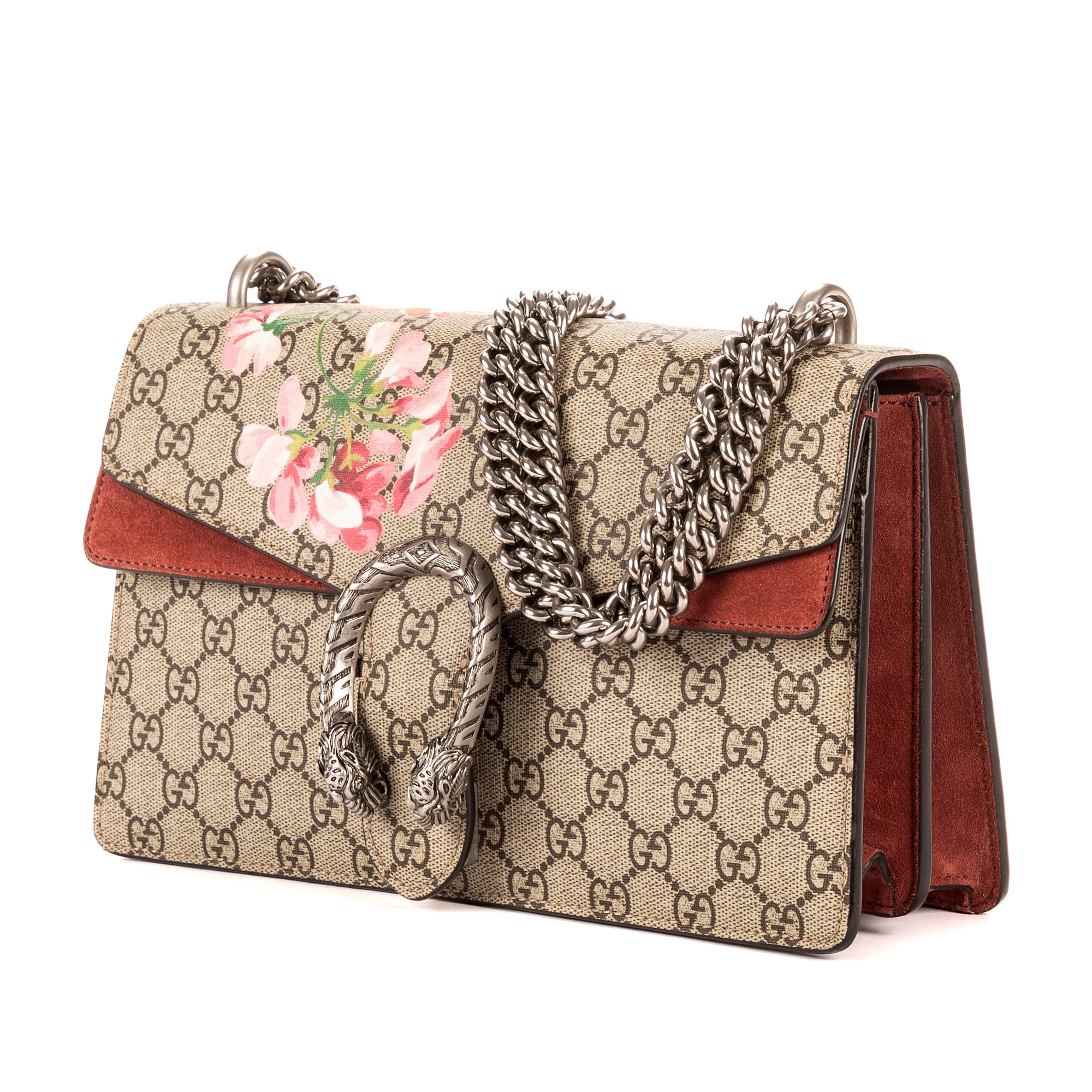 Bolso de Hombro Dionysus Pequeño Beige Lona Revestida Supreme con Estampado Floral